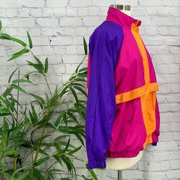 Bill Blass Petites Multicolor Vintage Windbreaker - Picture 2 of 6